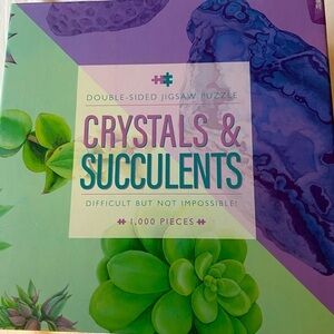 Professor Puzzle Crystals & Succulents Double-Sided Jigsaw Puzzle-8x8